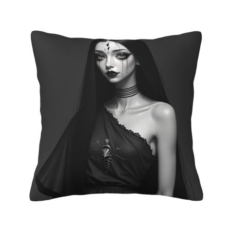 45x45 cm Funda de cojín de felpa de doble cara con patrón de belleza de estilo oscuro