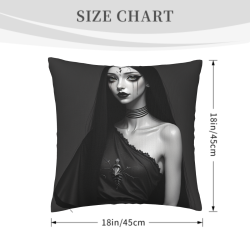 18x18英寸暗黑風美人雙面毛絨抱枕套