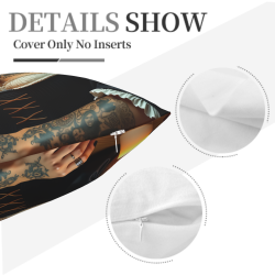 Funda de Almohada de Felpa de Doble Cara con Patrón Único de Monja Tatuada de 18x18 Pulgadas