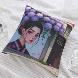 Housse de coussin en peluche recto-verso 18x18 pouces - Beauté classique et fleurs épanouies