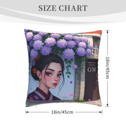 18x18インチ 両面パイル地 古典的な美と咲き誇る花柄ピローカバー