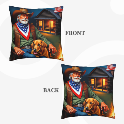 Coussin en peluche à double face avec motif de cow-boy américain, 45x45 cm