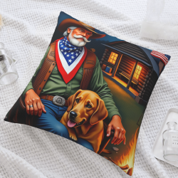 Coussin en peluche à double face avec motif de cow-boy américain, 45x45 cm
