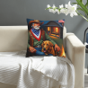 Coussin en peluche à double face avec motif de cow-boy américain, 45x45 cm