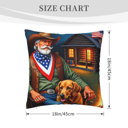 Coussin en peluche à double face avec motif de cow-boy américain, 45x45 cm