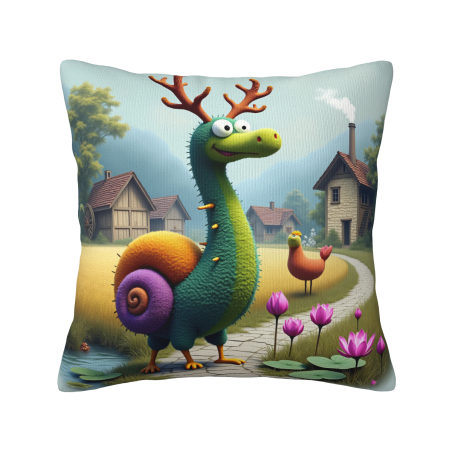 Cuscino Morbido Doppio con Motivo di Drago Cartone Animato 18x18 pollici