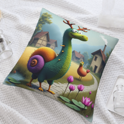 Funda de Almohada de Peluche de Doble Cara con Patrón de Dragón de Dibujos Animados de 45x45 cm