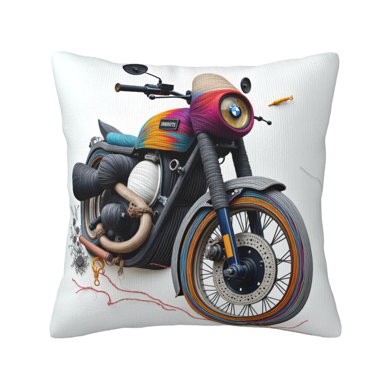 Funda de cojín de felpa de doble cara con patrón de motocicleta de 45x45 cm