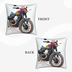 Kissenbezug aus Plüsch, doppelseitig mit Motorradmotiv 45x45 cm
