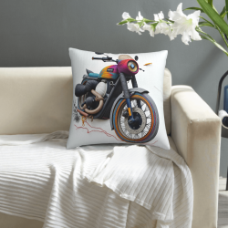 Funda de cojín de felpa de doble cara con patrón de motocicleta de 45x45 cm
