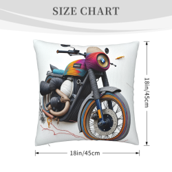 Funda de cojín de felpa de doble cara con patrón de motocicleta de 45x45 cm