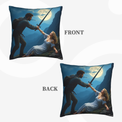 18x18 Inches Double - Sided Plush Throw Pillow Cover with Couple Adventure Pattern
