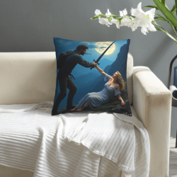 18x18 Inches Double - Sided Plush Throw Pillow Cover with Couple Adventure Pattern