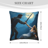 Coussin décoratif en peluche double face 36x36 cm avec motif d'aventure de couple