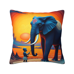 18x18 Inch Double - Sided Plush Pillowcase with Elephant Pattern
