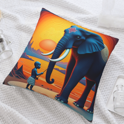 Housse de coussin en peluche recto-verso 18x18 pouces avec motif éléphant
