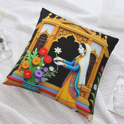 Funda de cojín de felpa estilo indio - Okomall