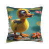 18x18 Inch Double - Sided Plush Pillowcase with Cartoon Duckling Pattern