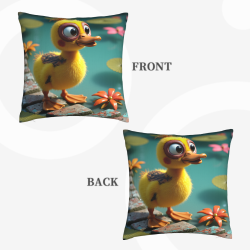 Funda de Almohada de Peluche de 45x45 cm (18x18 pulgadas) con Patrón de Patitos de Dibujos Animados