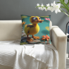 18x18 Inch Double - Sided Plush Pillowcase with Cartoon Duckling Pattern