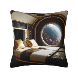 Housse de coussin en peluche double face à thème spatial 18x18 pouces