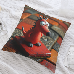 18x18 inches Double - sided Plush Pillowcase with Cartoon Dragon