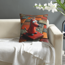 18x18 inches Double - sided Plush Pillowcase with Cartoon Dragon