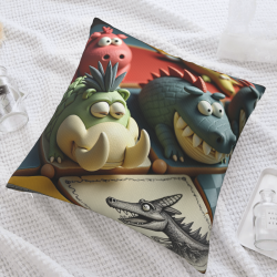 Witziges Plüschkissen mit Dinosaurier-Motiv - Okomall