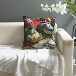 Witziges Plüschkissen mit Dinosaurier-Motiv - Okomall