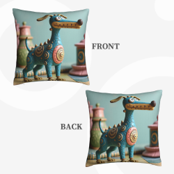 Funda de cojín de felpa de doble cara con estampado de perro de dibujos animados de 45x45 cm