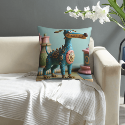 Cuscino in peluche a doppio lato con stampa di cane da cartone animato 45x45 cm