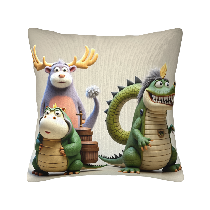 Cuscino Plüsch a Doppio Lato 45x45 cm con Animali Cartoni Animati