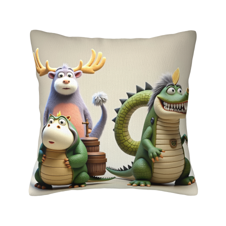 Coussin en Peluche Double Face avec Animaux de Dessin Animé