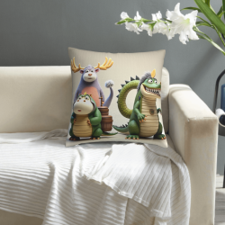 18x18 Inch Double - Sided Plush Pillowcase with Cartoon Animals