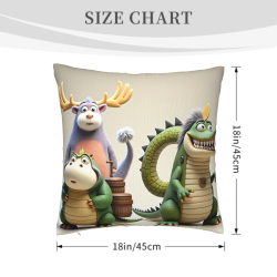 18x18 Zoll Doppelseitiger Plüsch-Kissenbezug mit Cartoon-Tieren