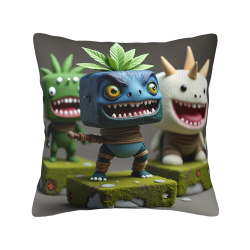Funda de cojín de felpa reversible de 18x18 pulgadas con dinosaurios de dibujos animados