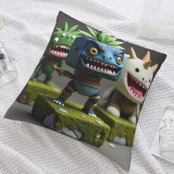 18x18 Zoll doppelseitige Plüsch-Wurfkissenhülle mit Cartoon-Dinosauriern