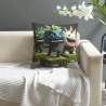 Housse de coussin en peluche réversible 18x18 pouces avec dinosaures cartoon