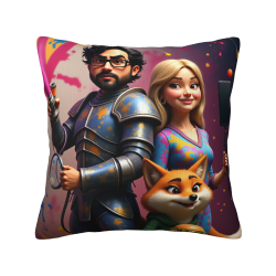 18x18 Inch Double - Sided Plush Pillowcase with Cartoon Pattern