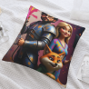 Housse de coussin en peluche recto-verso 18x18 pouces avec motif cartoon