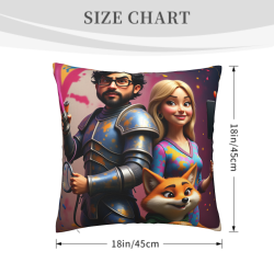 Housse de coussin en peluche recto-verso 18x18 pouces avec motif cartoon