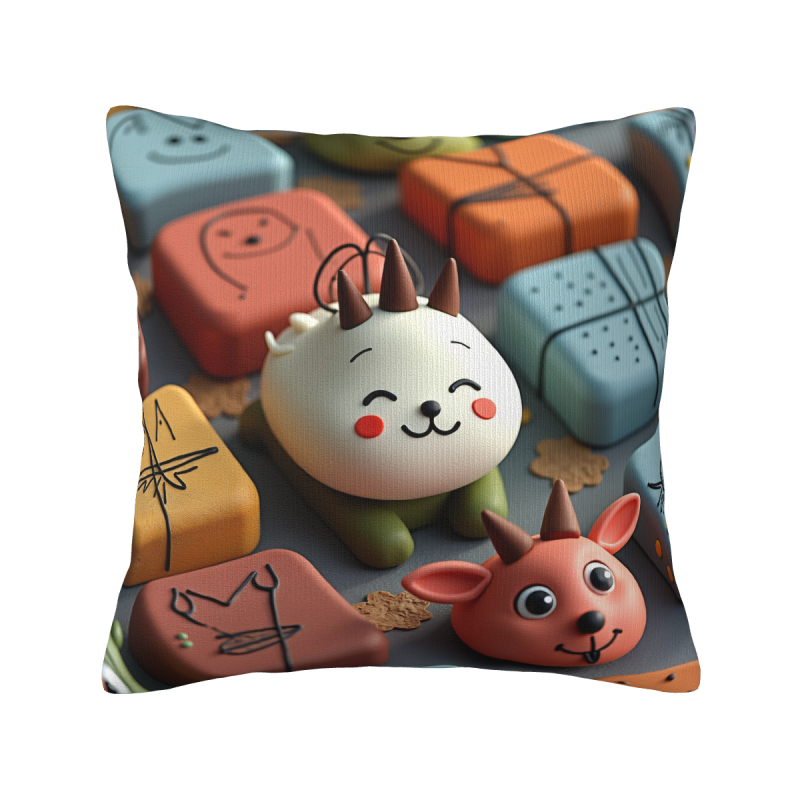 Housse de coussin en peluche double face 18x18 pouces avec motif de dessin animé, douce et confortable