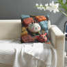 Housse de coussin en peluche double face 18x18 pouces avec motif de dessin animé, douce et confortable
