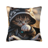 Housse de coussin en peluche recto-verso 18x18 pouces avec motif chat