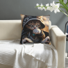 Housse de coussin en peluche recto-verso 18x18 pouces avec motif chat