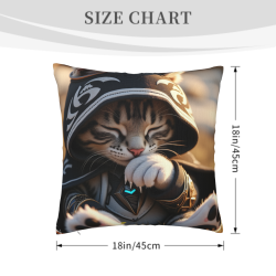 18x18英寸双面毛绒猫咪图案抱枕套