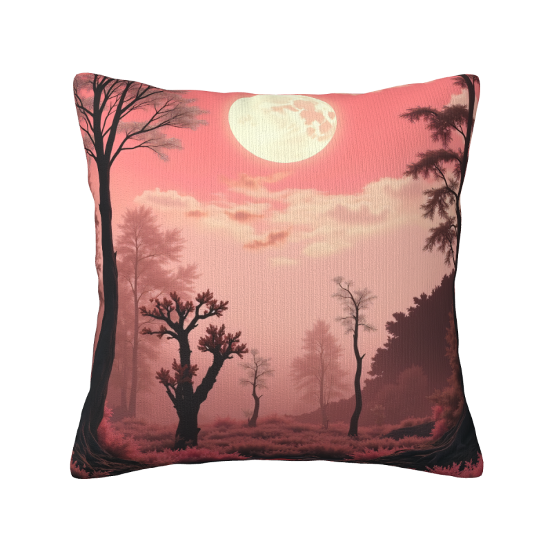 Housse de coussin en peluche réversible 18x18 pouces avec motif paysage