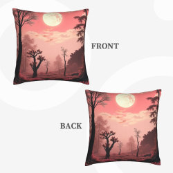 Housse de coussin en peluche réversible 18x18 pouces avec motif paysage