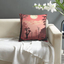 Housse de coussin en peluche réversible 18x18 pouces avec motif paysage