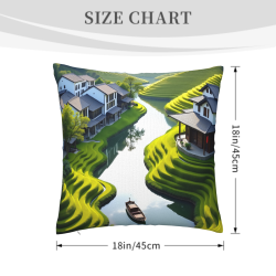 18x18英寸双面毛绒田园风景印花抱枕套